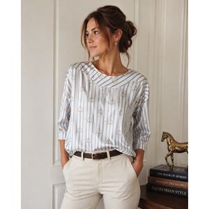 Rönner Equestrian Stirrup Print Blouse Women's‎ US 6